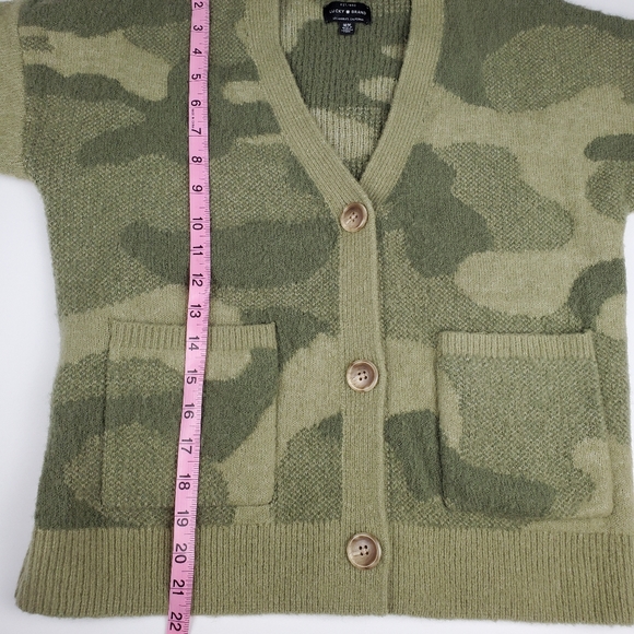 Lucky Brand Green Camo Cozy Knit Button Sweater Medium - Picture 9 of 9